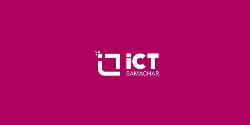 ICT Samachar logo on pink background